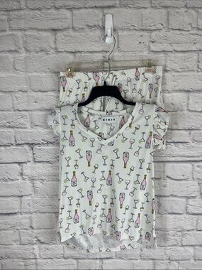 Kikit cocktail wine martini glass soft loungewear pajama set size large